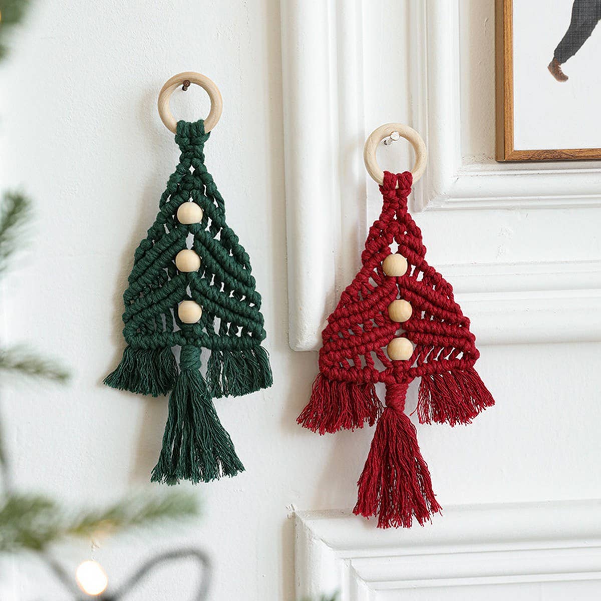 Colorful Woven Bell Christmas Door Wall Hanging