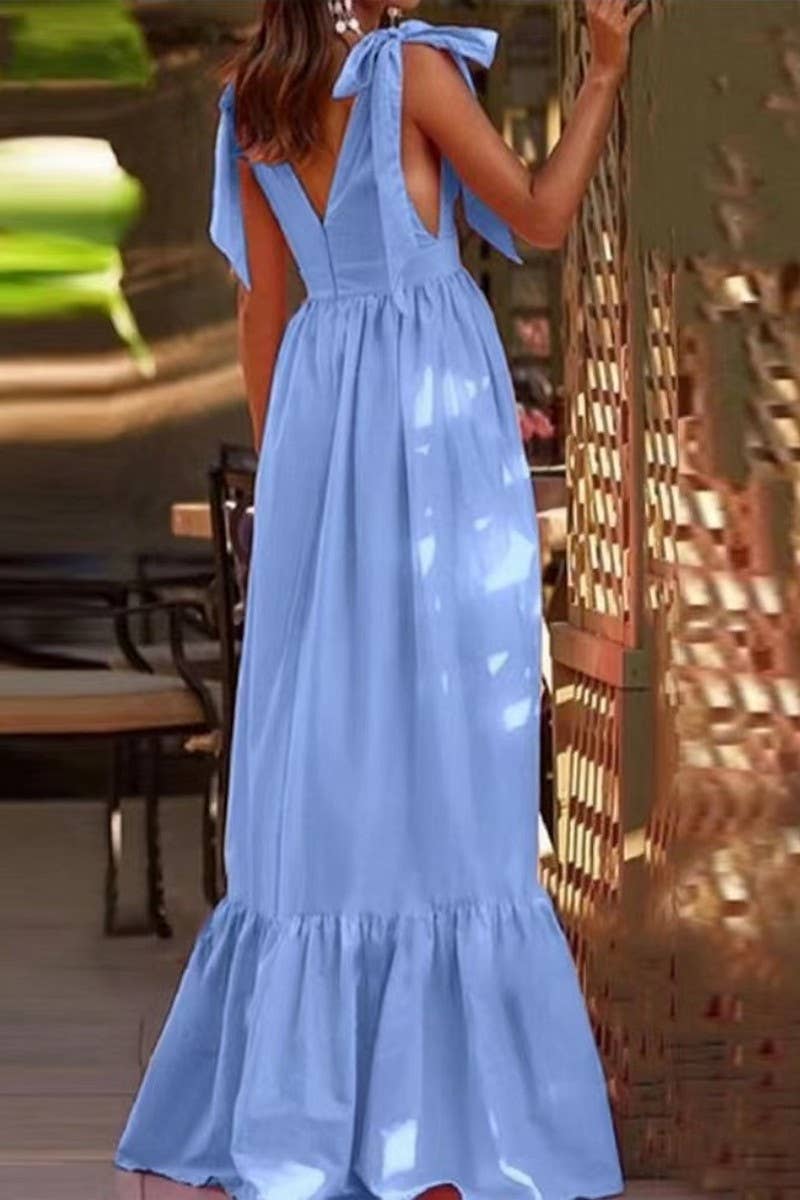 CWDMD5400_DEEP V BACKLESS TIE STRAP BODYCON DRESS