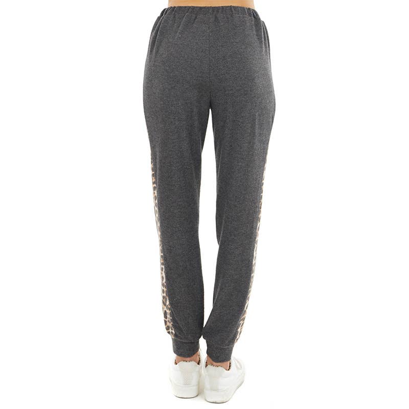 GRAY LEOPARD PRINT PANTS CASUAL JOGGING PANTS