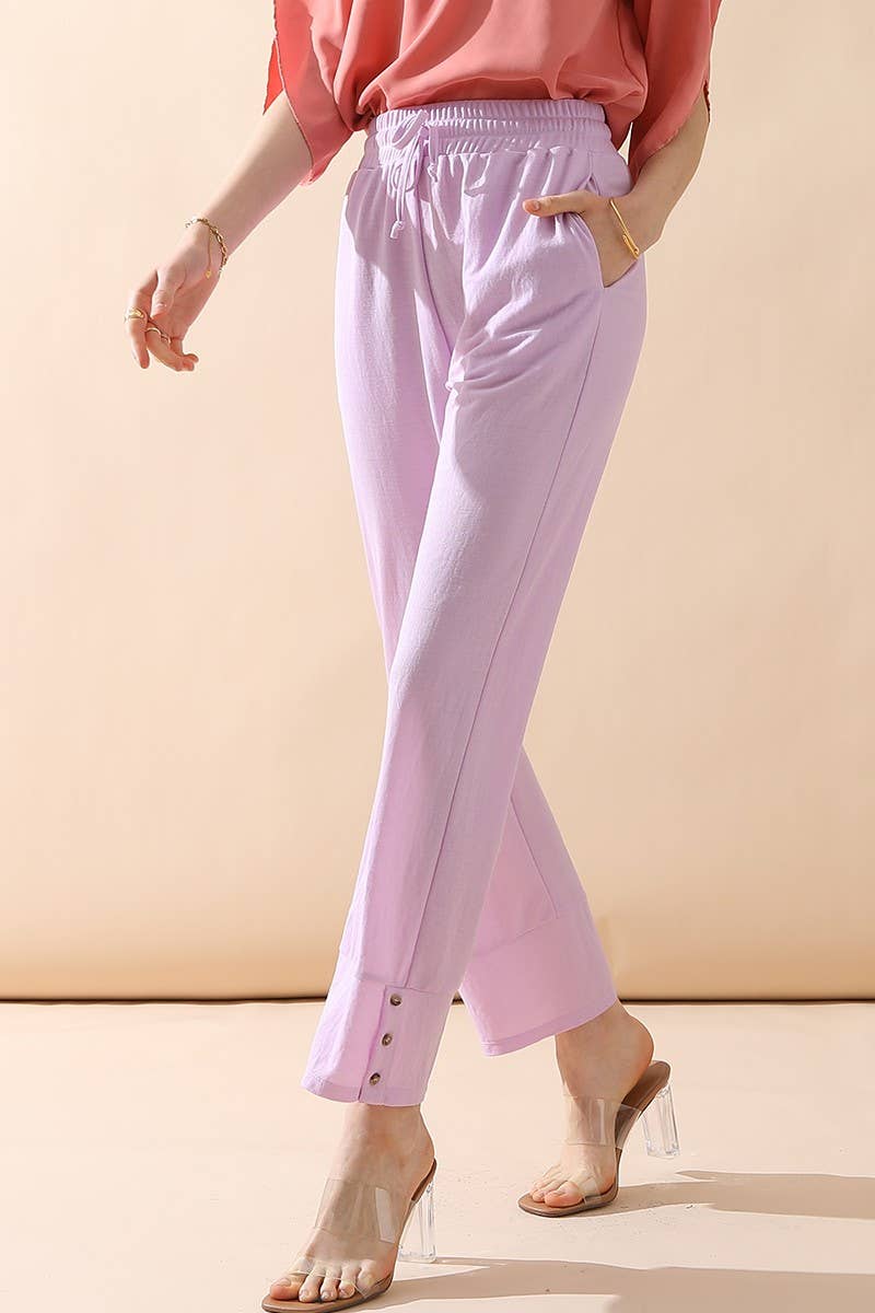 CWBLP424_BANDED LONG LEG STRAGHIT PANTS WITH POCKET