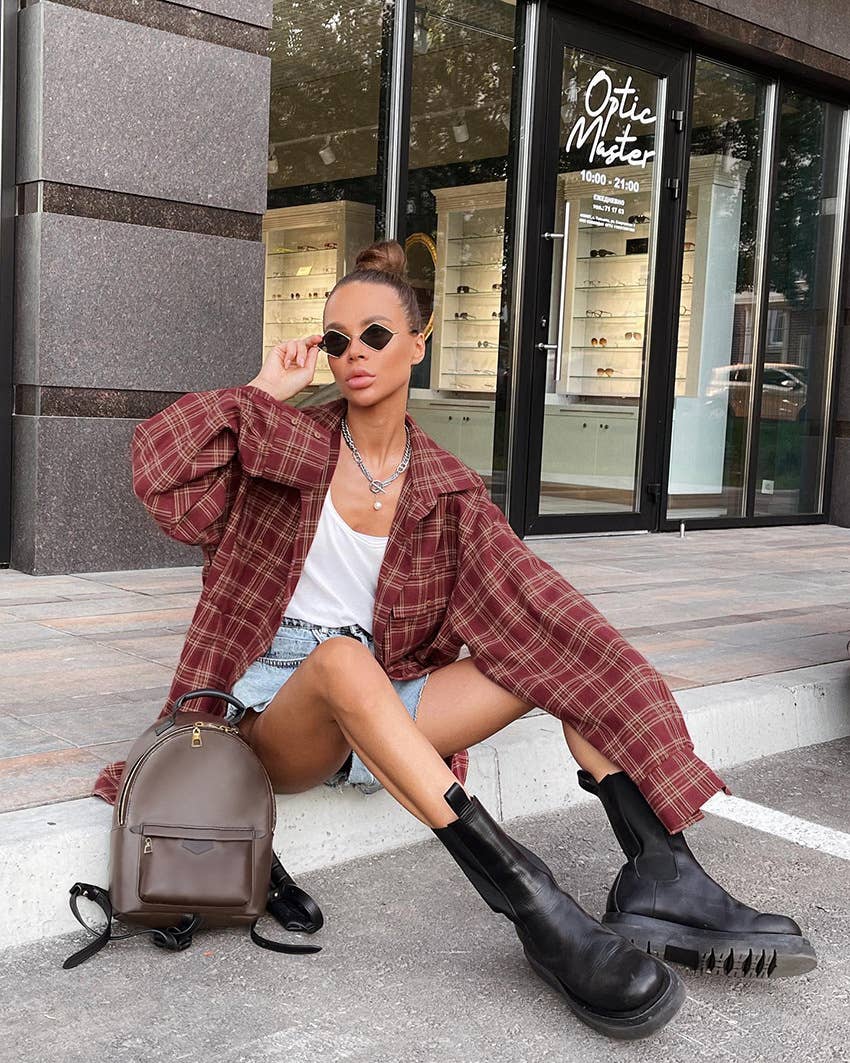 Vintage American plaid oversized shirt