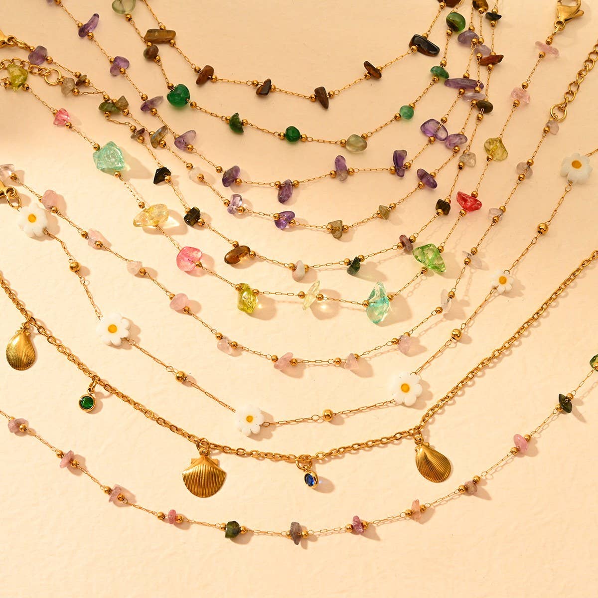 Stainless Steel Anklet with Colorful Stone Beads_CWAJE4612