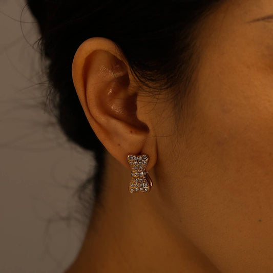 3D Butterfly Earrings with CZ, Stainless Steel_CWMM8921