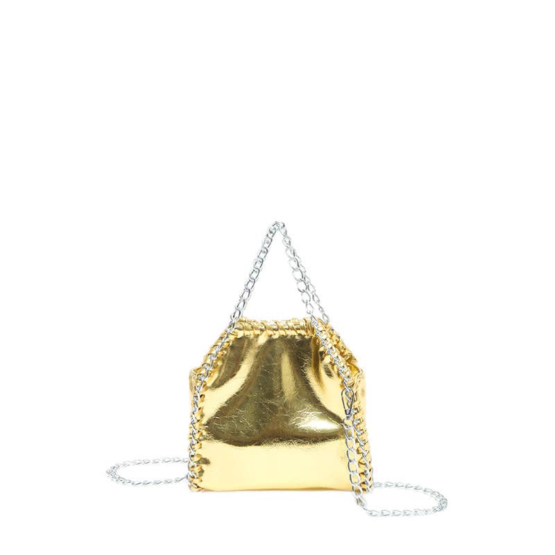 Fashionable pleated chain crossbody bucket bag