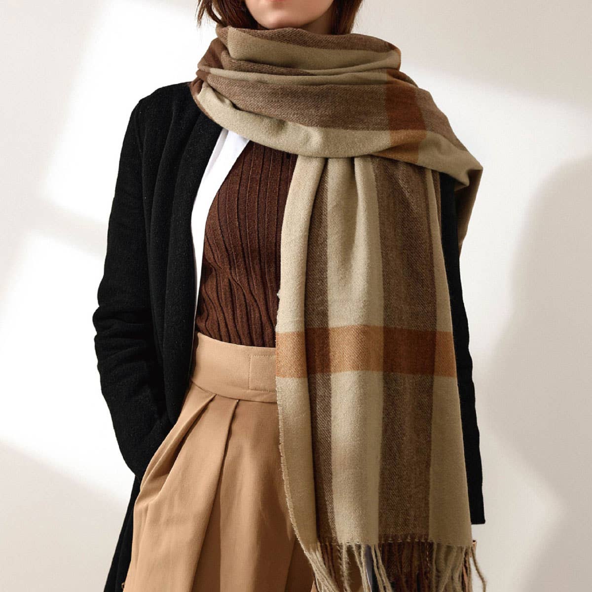 2025 Fashion Plaid Tassel Scarf - Winter Warmth_CWASC0185