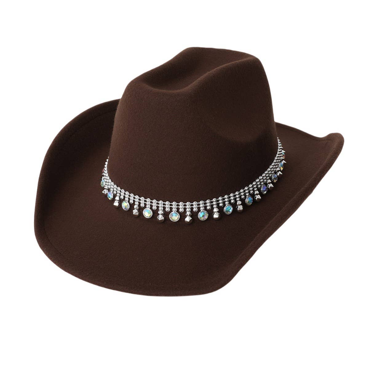 Unisex Western Cowboy Hat with Colorful Rhinestones_CWAH3644