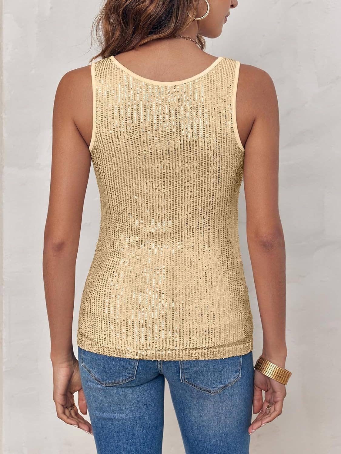 Solid-color sequined casual and fashionable vest