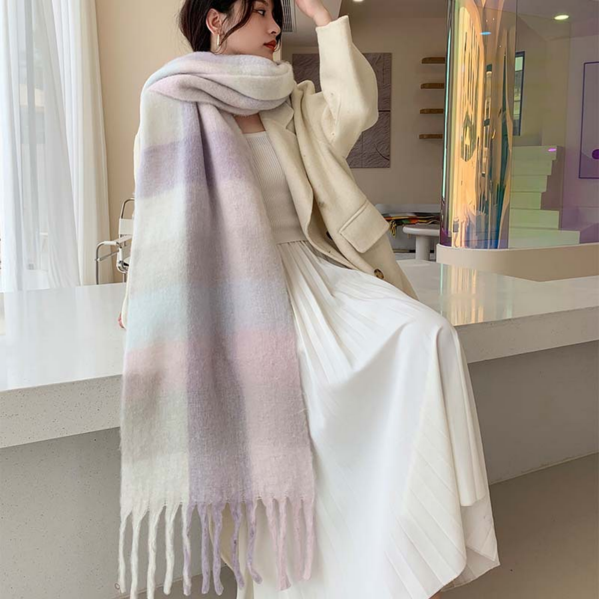 Plush AC Scarf ??Thick Soft Winter Wrap_CWASC2701