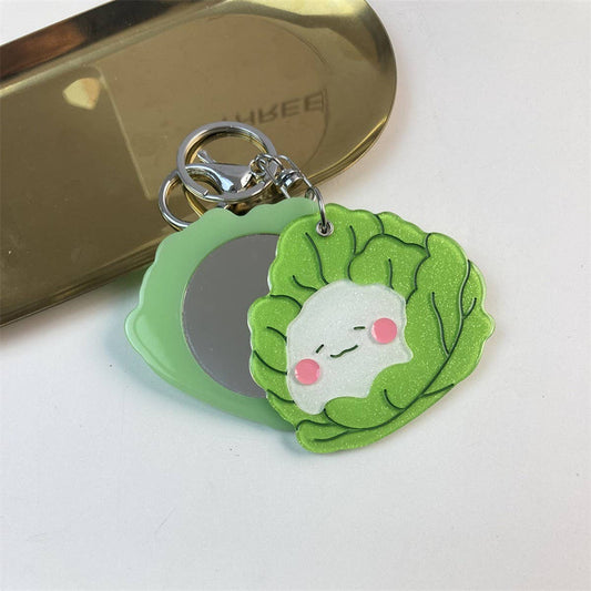 Cute Cabbage Slide Mirror Keychain Acrylic Gift