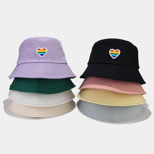 RAINBOW HEART FOLDABLE BUCKET HAT_CWAH1638