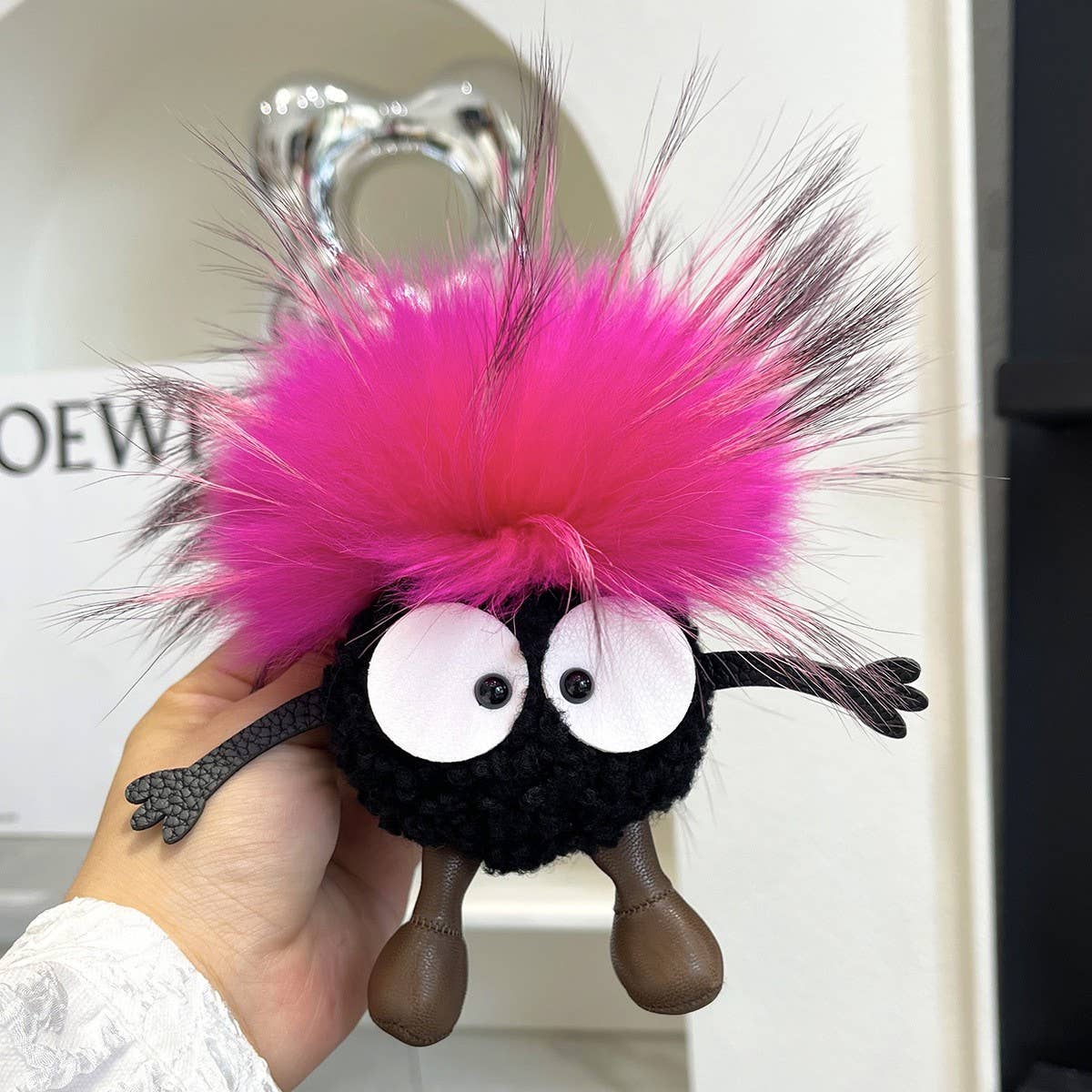 CUTE WOOL BRIQUETTES CAR KEYCHAIN BAG PENDANT