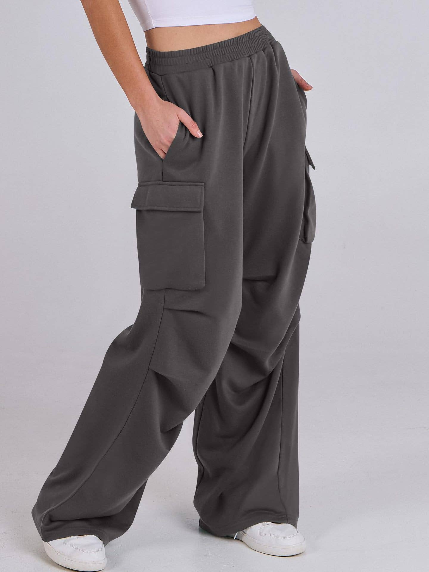 BAGGY STRAIGHT WIDE LEG ELASTIC WAIST OVERALLS