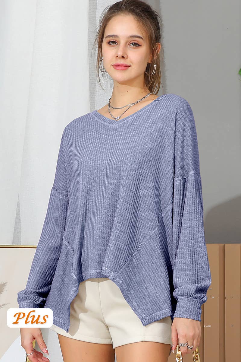 Cwttl1471_Casual Loose Fit Long Sleeve Tops
