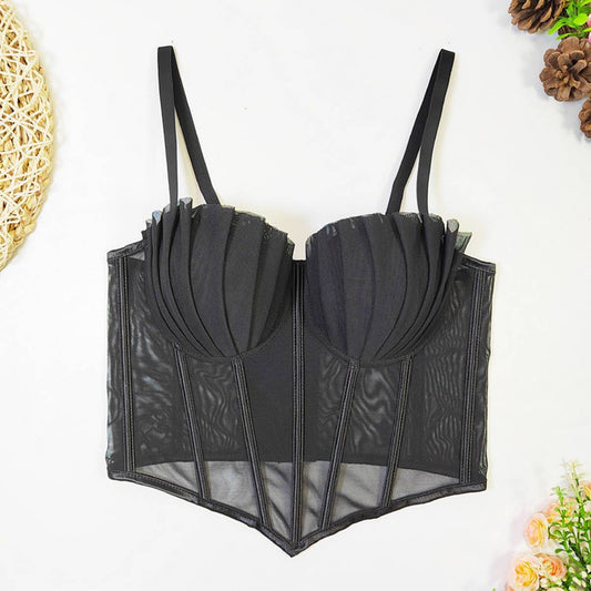 DESIGNER MESH LACE HERRINGBONE BRA