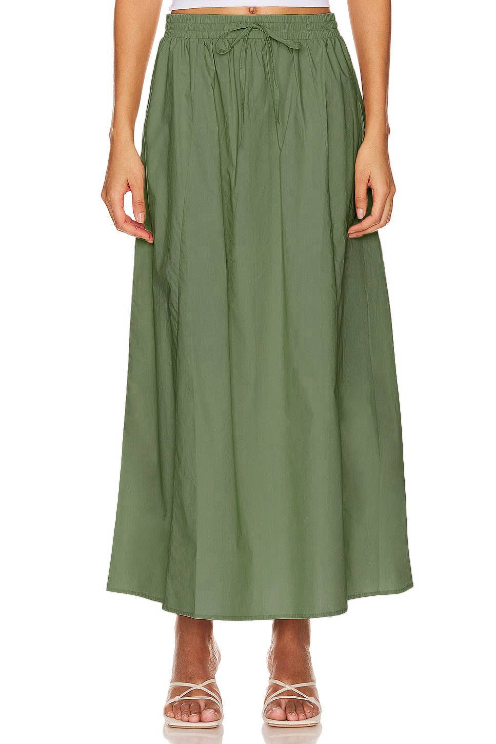 COTTON HIGH-WAISTED SLIT SOLID COLOR DRESS