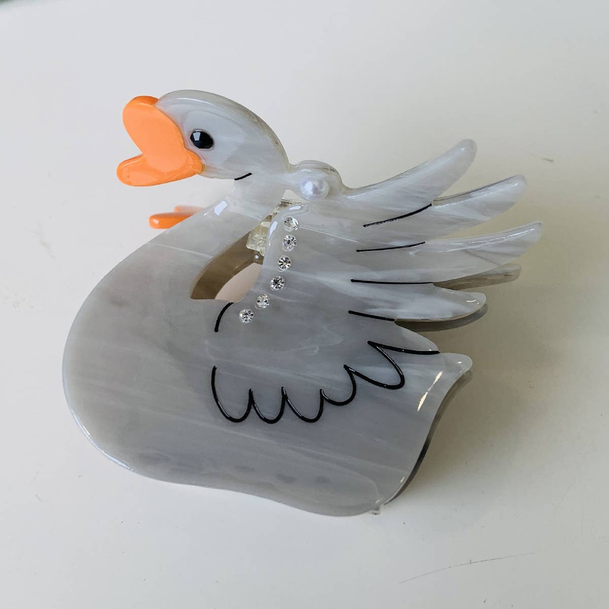 FASHIONABLE WHITE SWAN ACETIC ACID HAIR CLIP_CWAHA0549