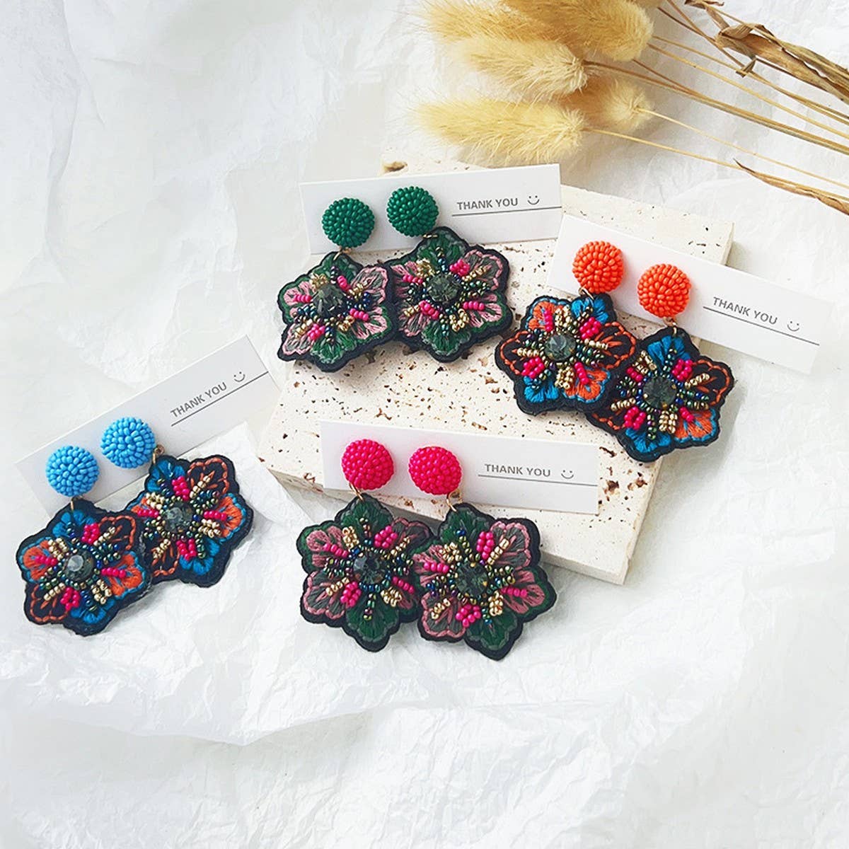 Handmade Beaded Embroidery Earrings ? Boho Style