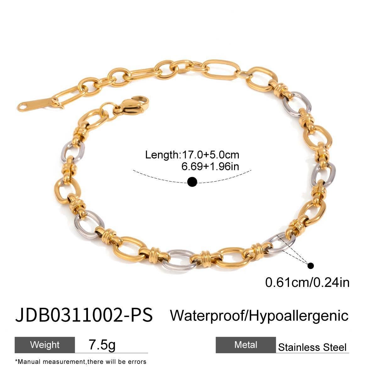 18K Gold Silver Two-Tone Cross Clasp Necklace_CWAJE4860