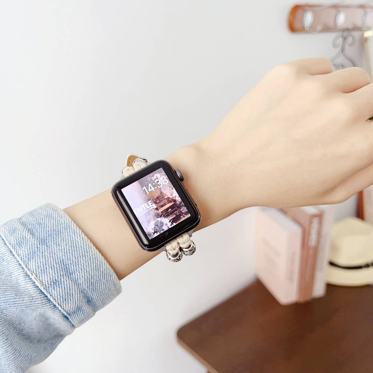 IWATCH8-1 SE TIBETAN SILVER GENUINE LEATHER STRAP