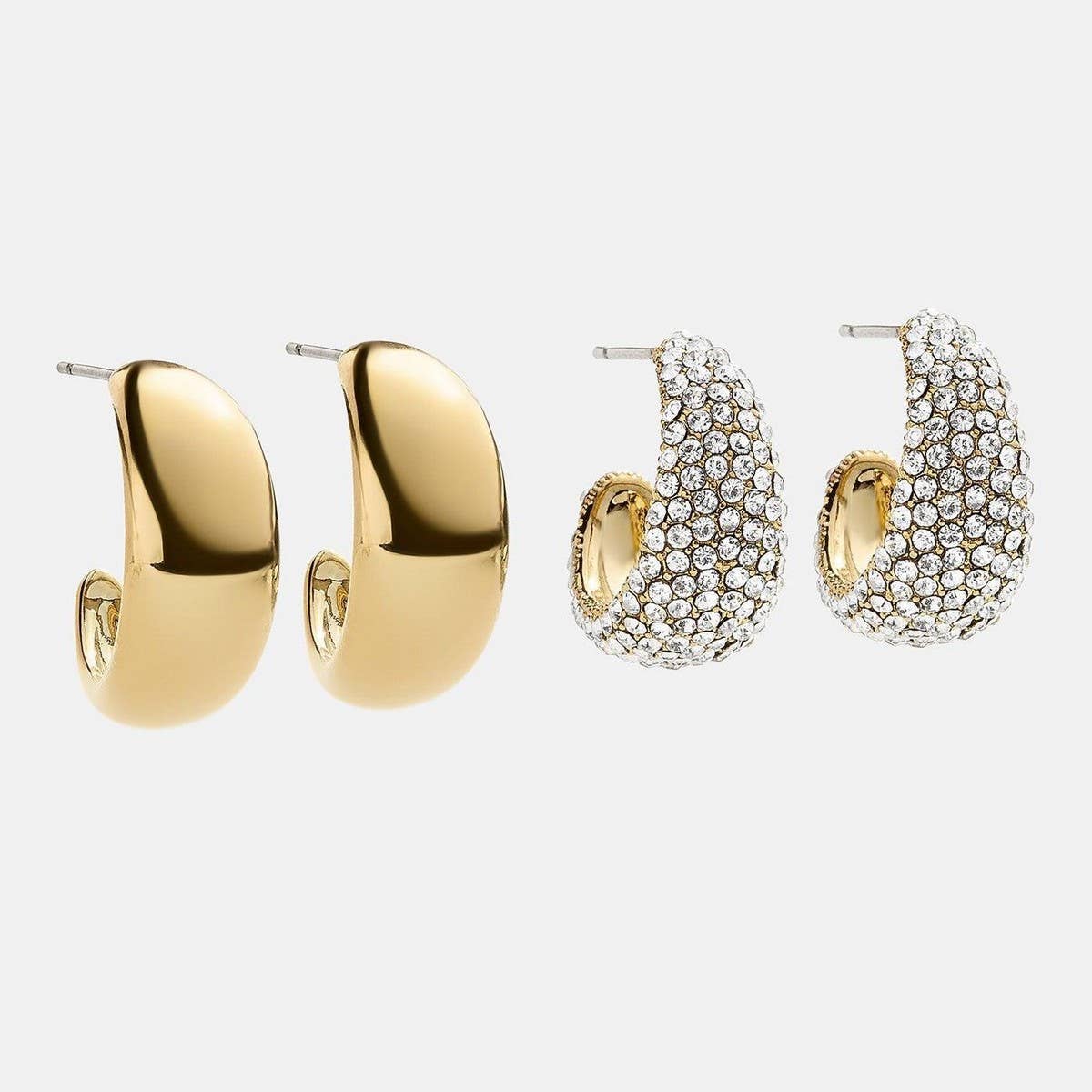 Irregular White Zirconia Stud Earrings 18K Gold