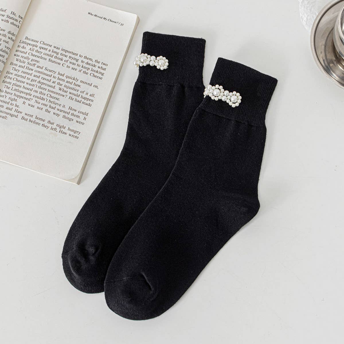 WOMEN NEW PEARL SOLID COLOR SOCKS