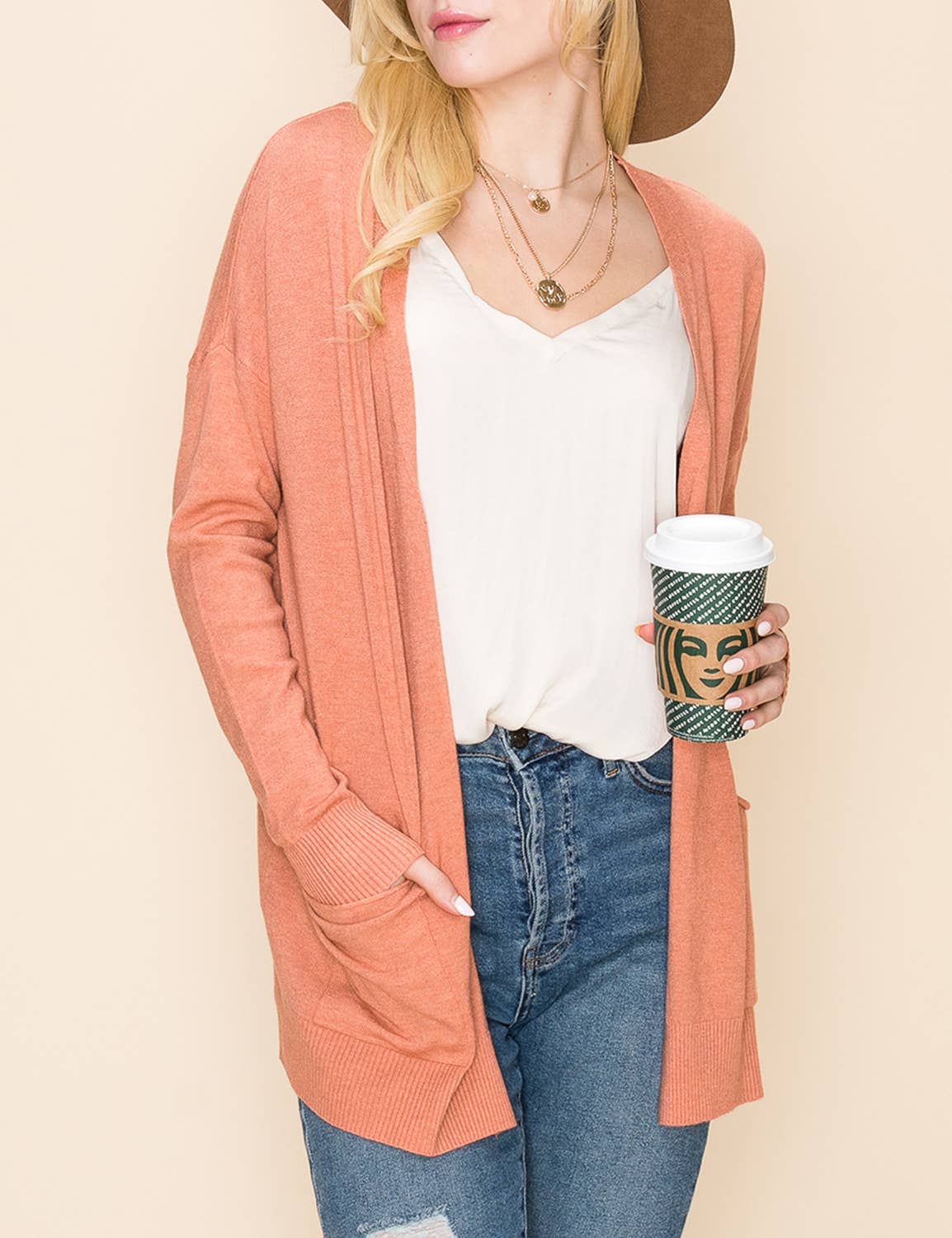 CWOSWL061_LOOSE FIT WITH POCKET SWEATER CARDIGAN_B30127