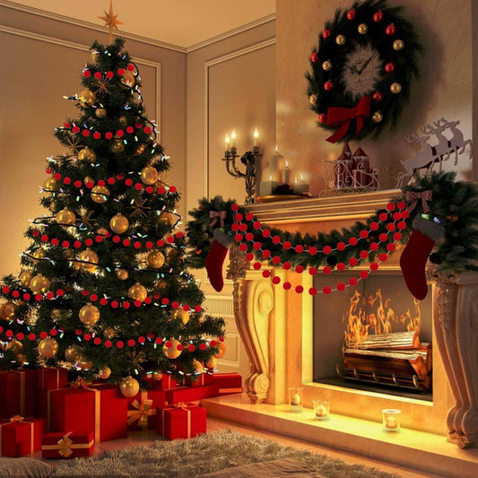 CWMM10234_2M CHRISTMAS FELT BALL GARLAND 20  DECOR