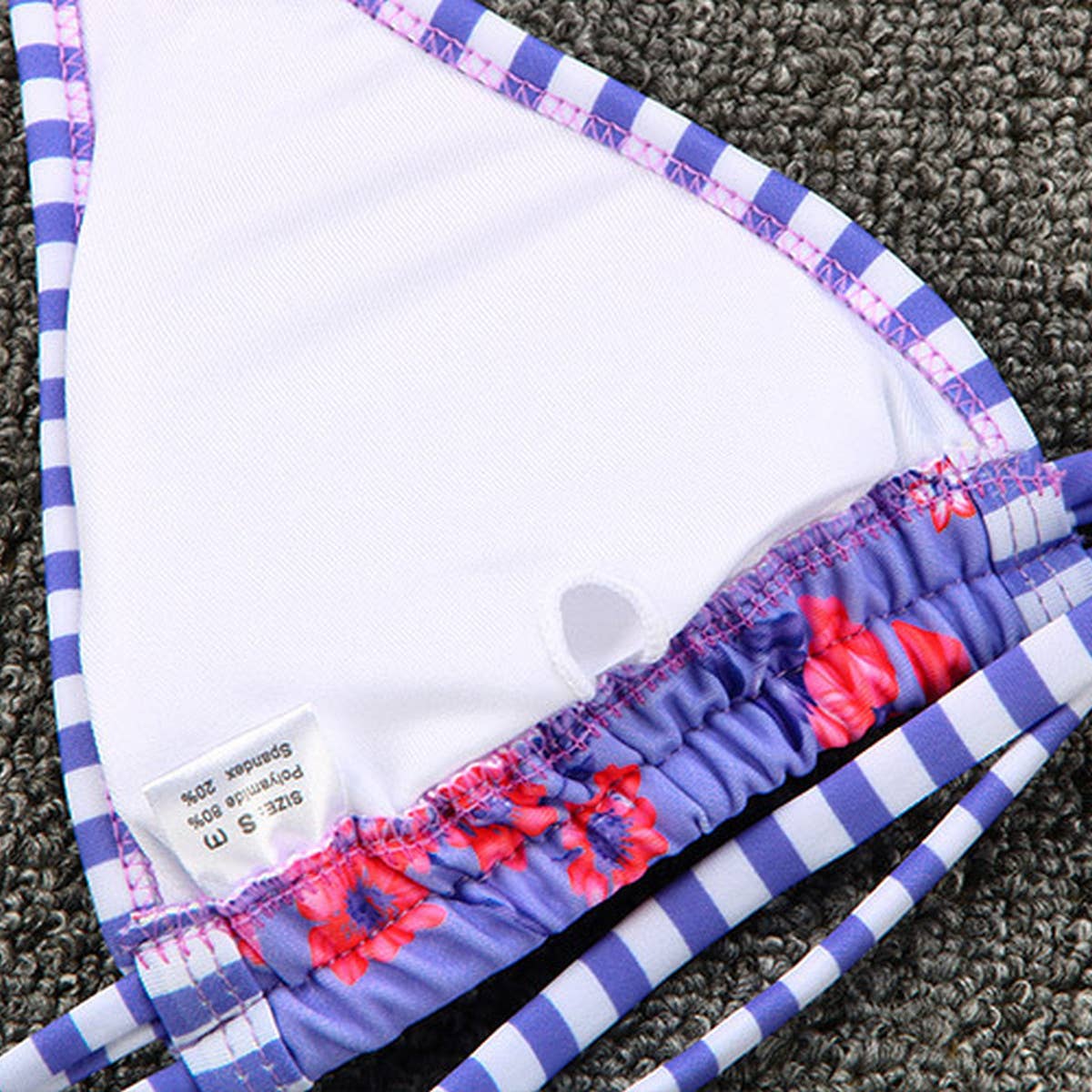 CONTRAST PRINT STRAPPY BIKINI SWIMSUIT