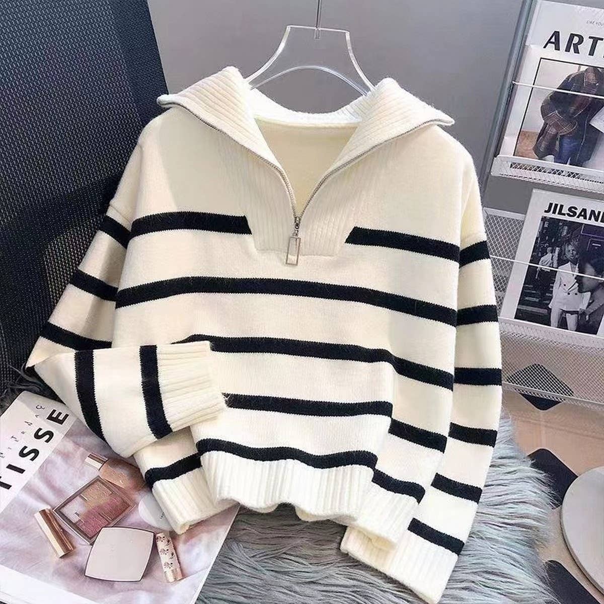 Women's Colorblock Striped Knit Sweater