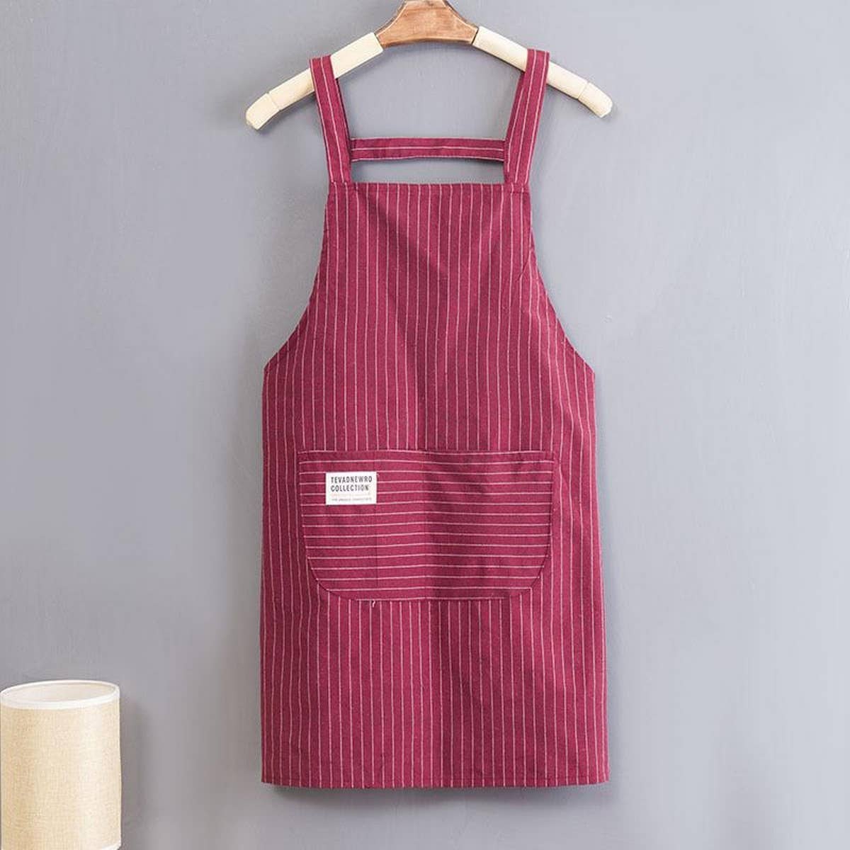 Polyester Cotton Stripes apron with pockets bulk_CWMM2038
