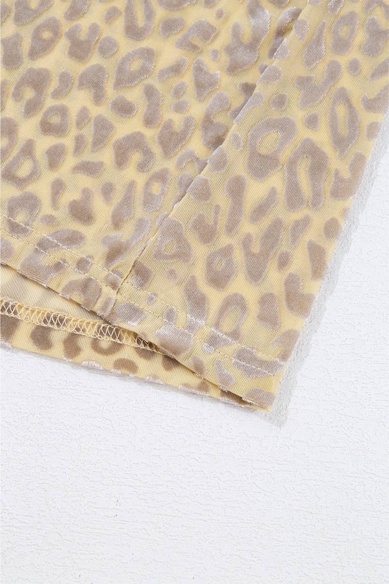 LEOPARD PRINT ONE-LINE SHOULDER PULLOVER