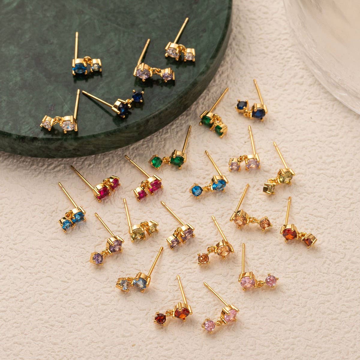 Birthstone Stud Earrings Zodiac Colorfast Material_CWAJE5104