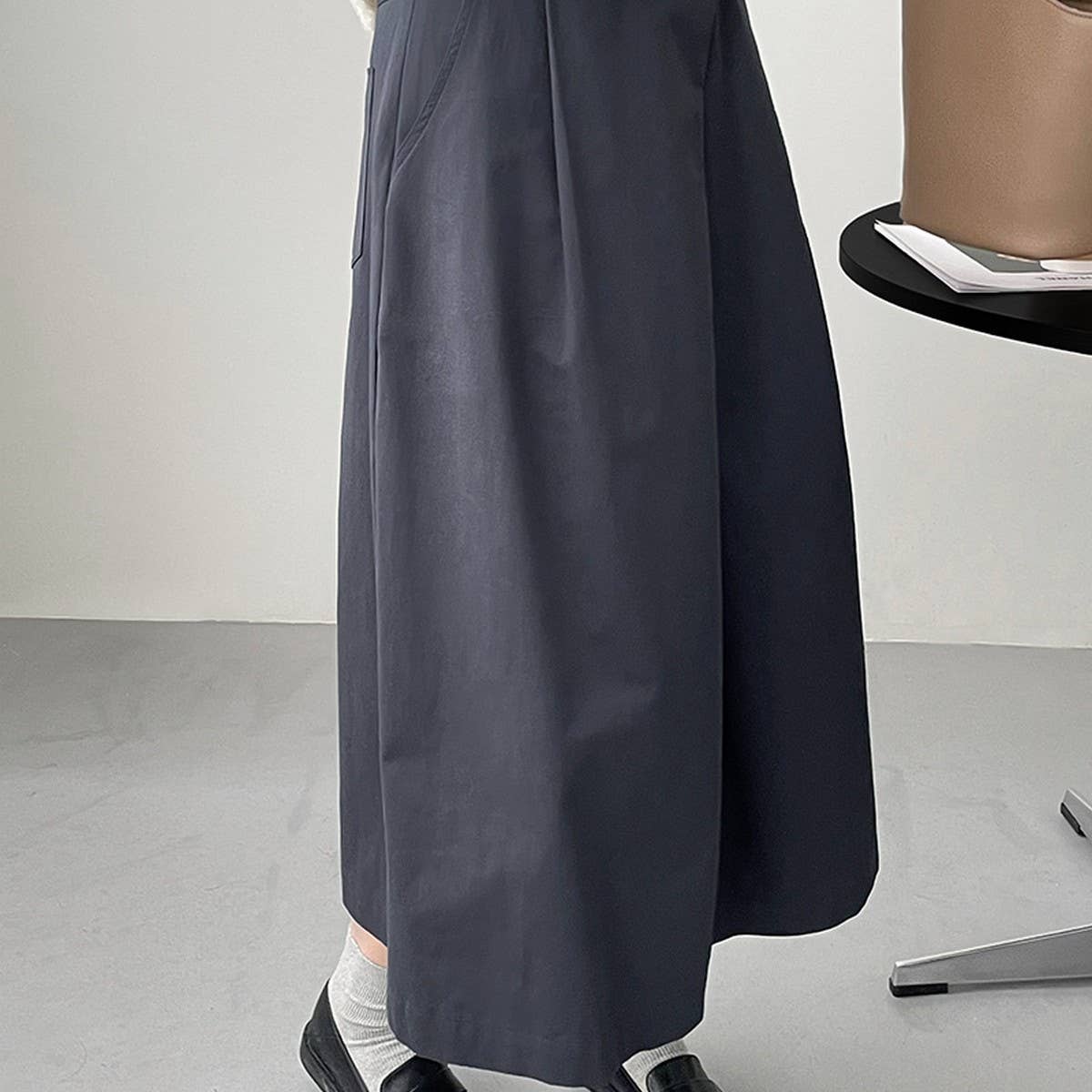 Design sense irregularly pleated A-line skirt