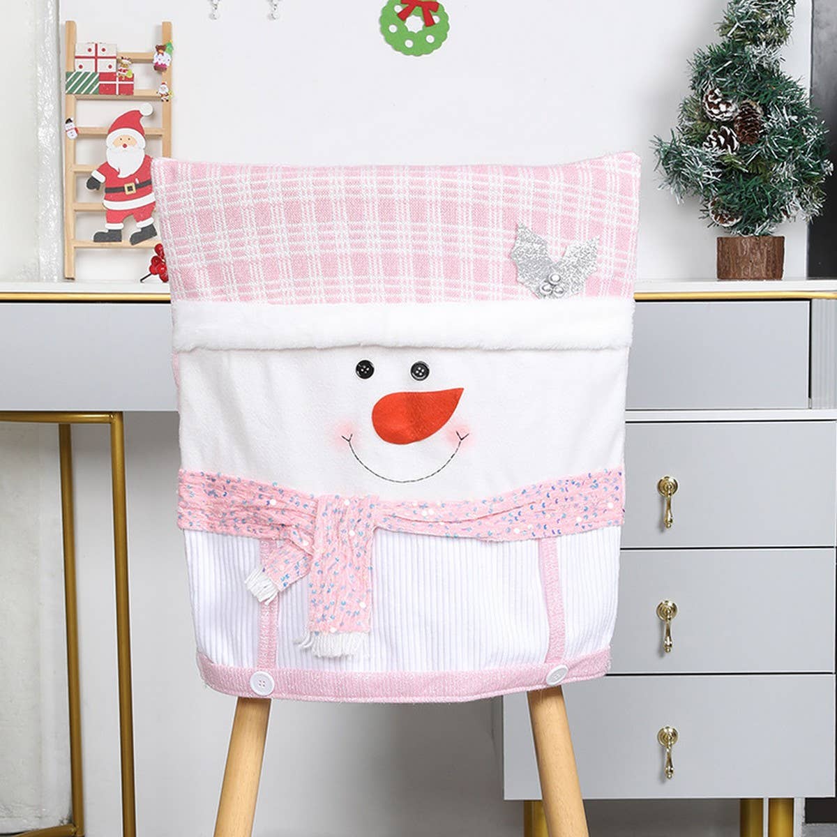CHRISTMAS CHAIR COVER PINK STOOL COVER DECORATION