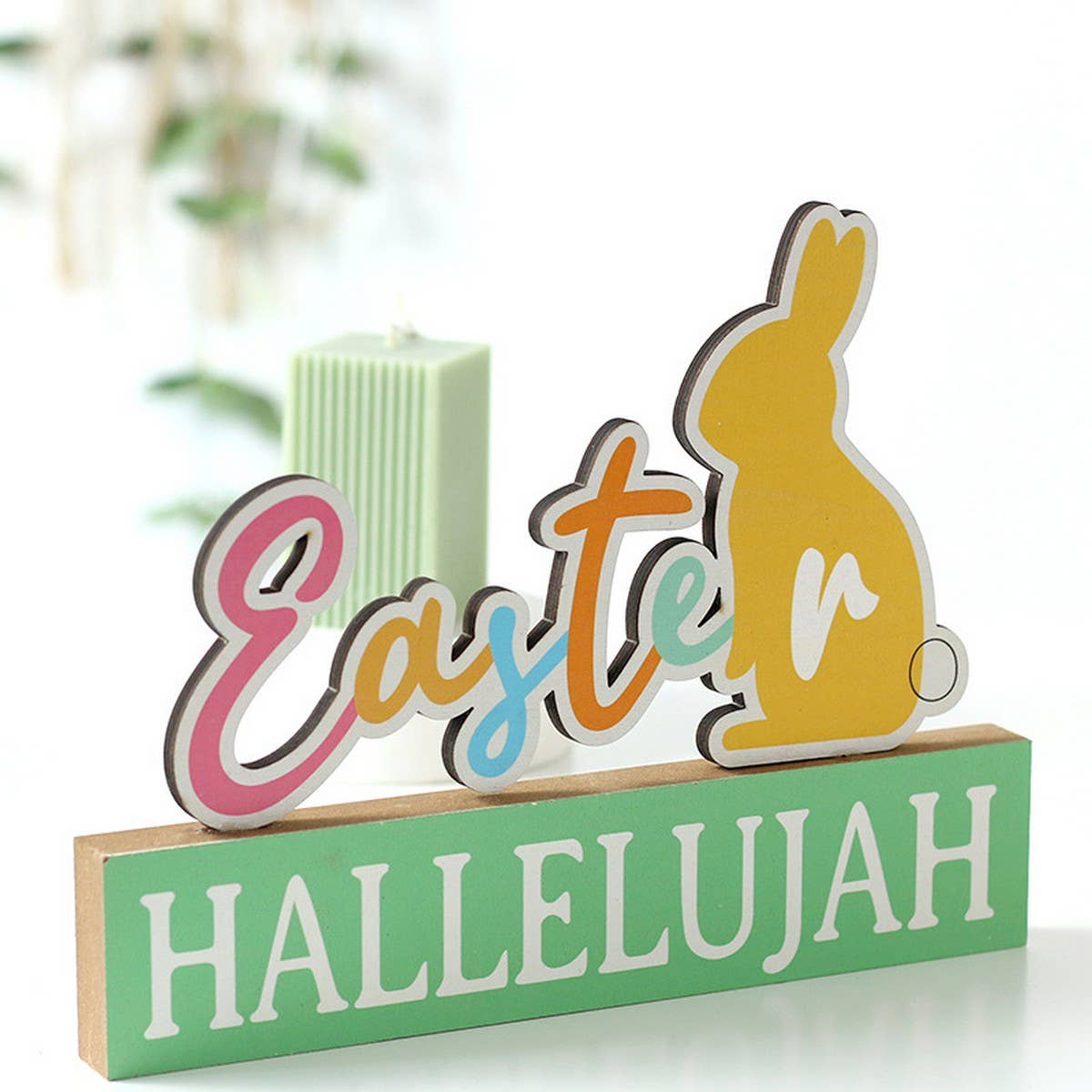 Easter Bunny Egg Letter Wood Standing Decor_CWAJE05392