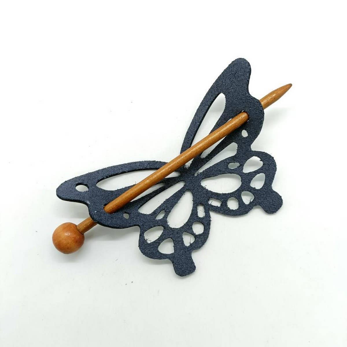 Metallic Leather Vintage Butterfly Hairpin