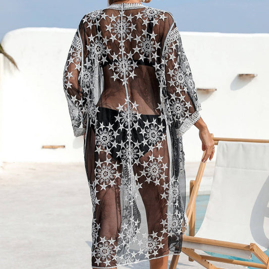 LOOSE TIE TASSEL BIKINI BEACH COVER-UP