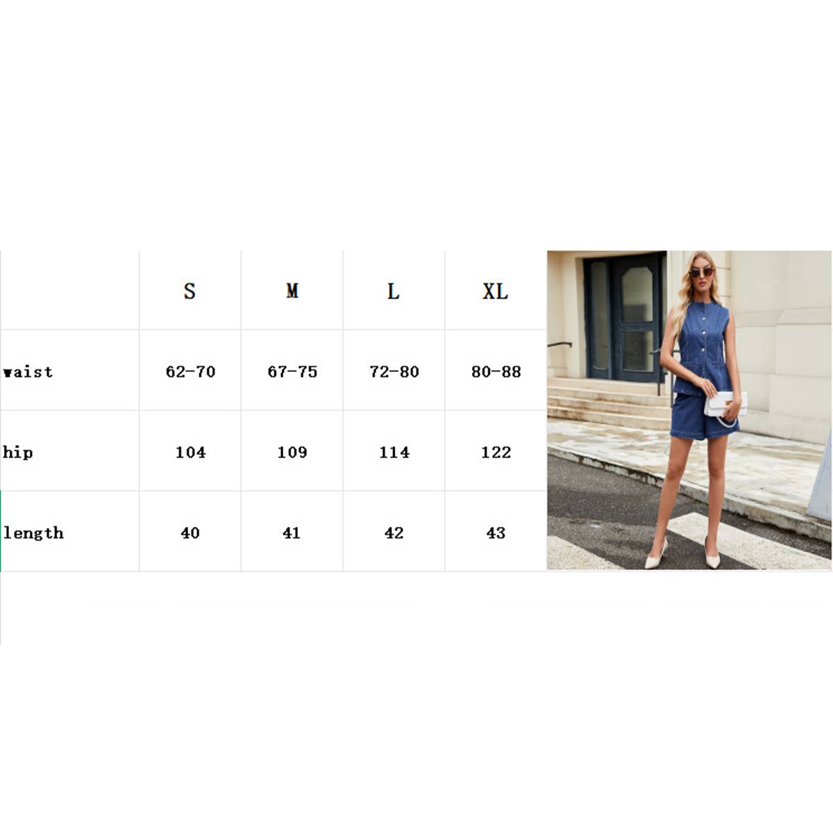 Washed sleeveless casual vest denim shorts suit