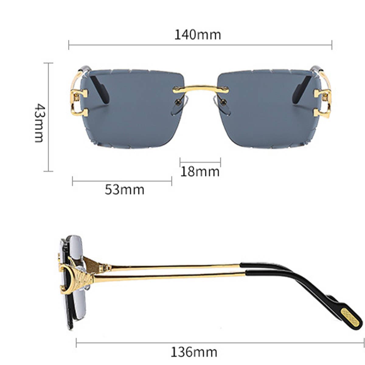 Rimless Cut Edge Ocean Lens Sunglasses Unisex