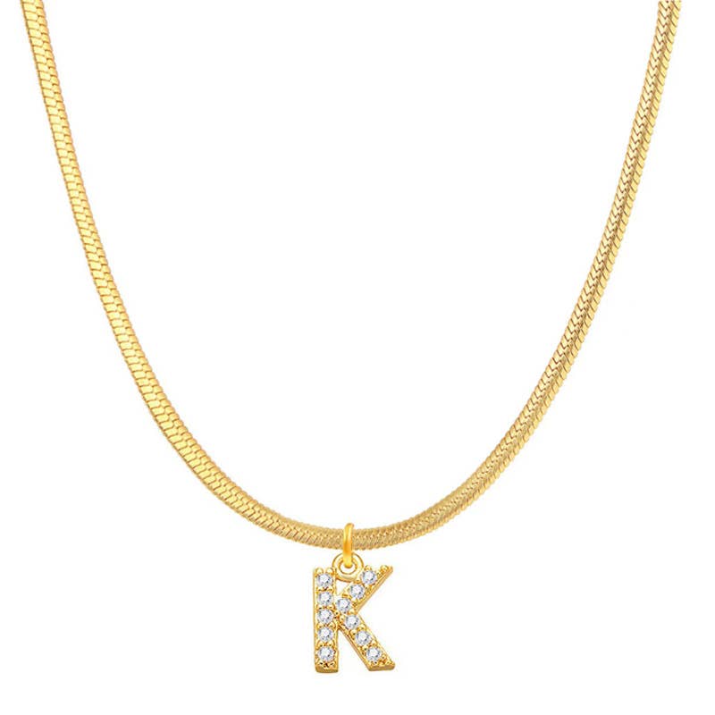 Titanium steel snake bone lock zircon pendant