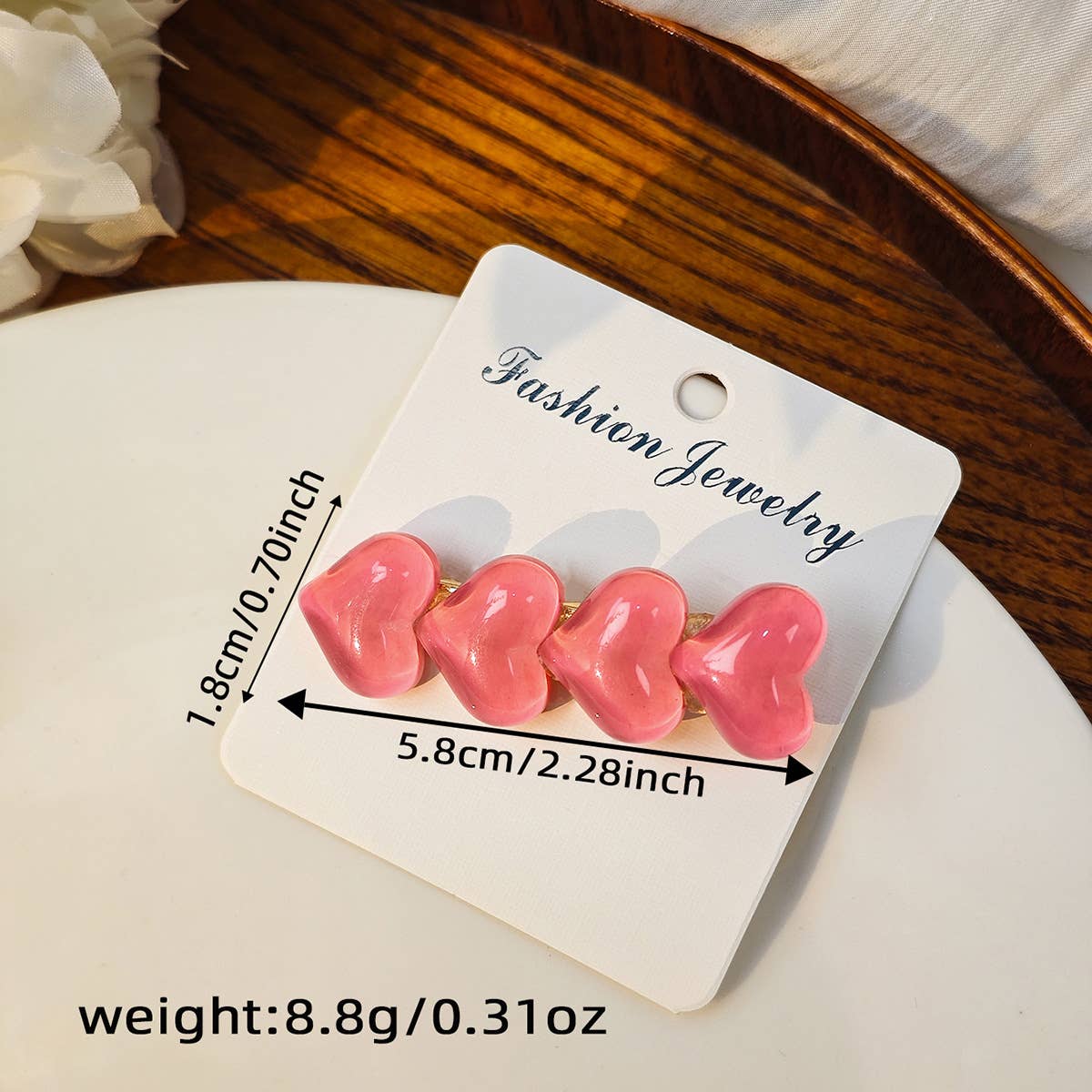 Colorful ice glitter pink heart-shaped hair clip