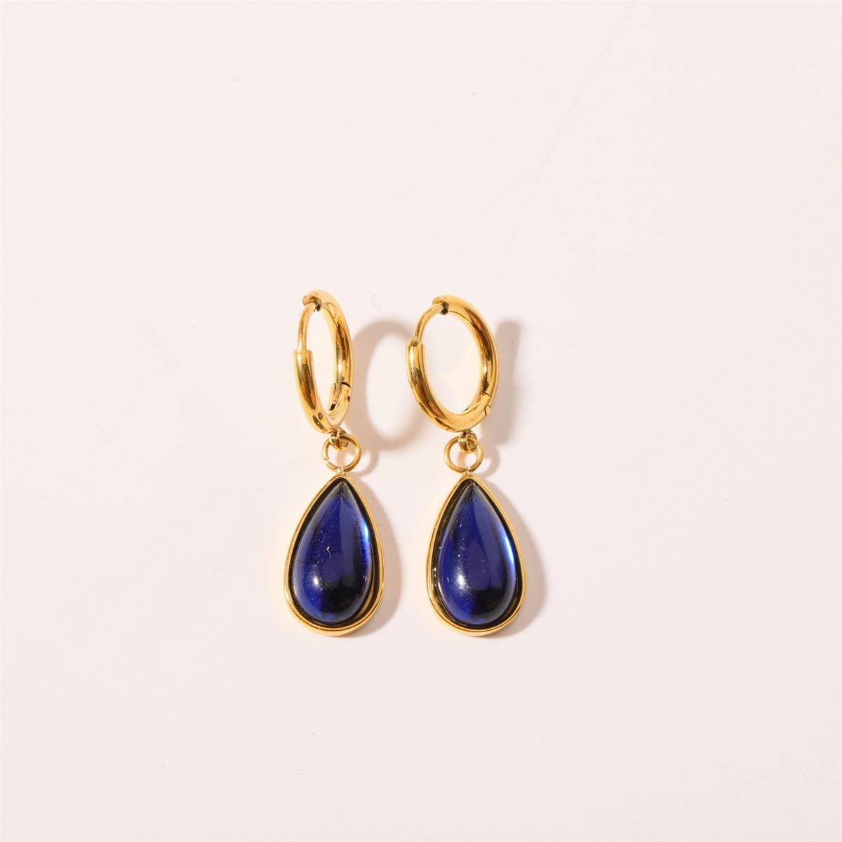 Teardrop Birthstone Earrings Gold Stainless