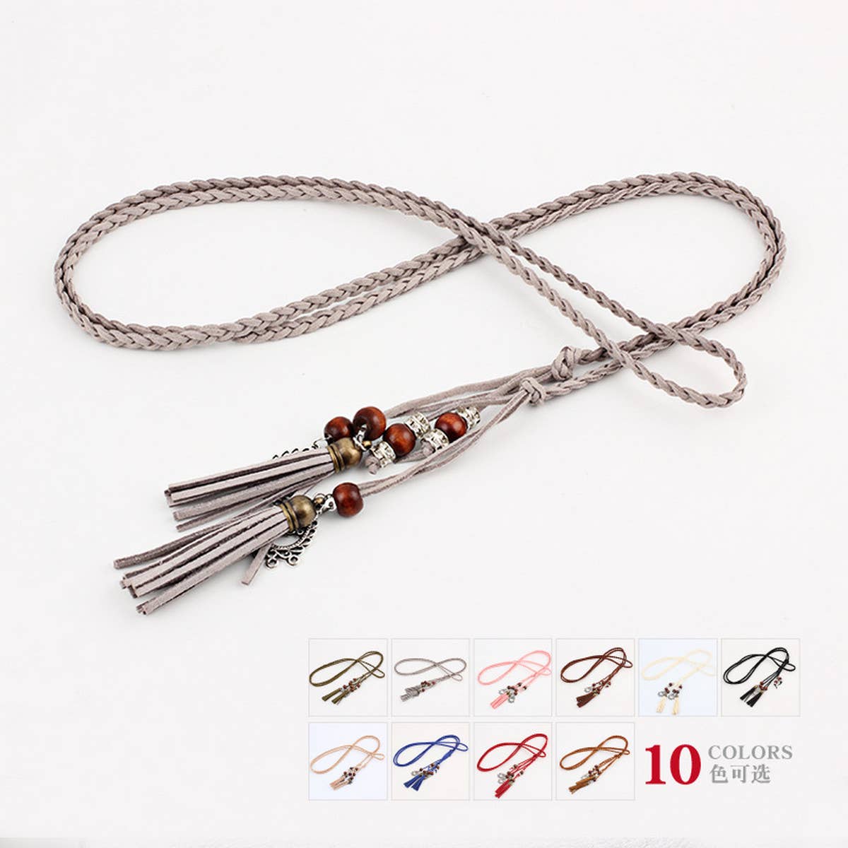 CWABE0876_HAND-WOVEN TASSEL CHARM BELT