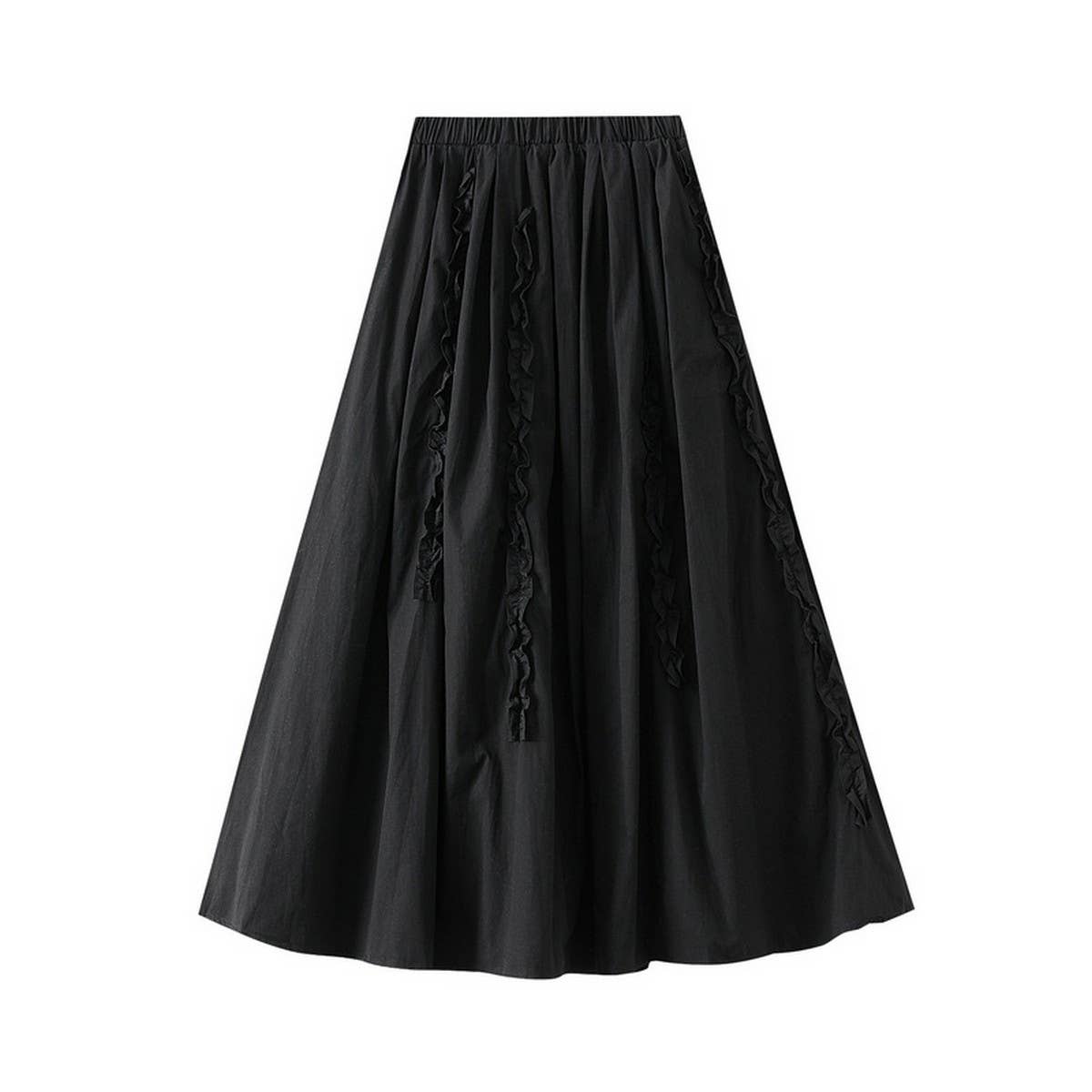 Ruffle Trim 3D Lace A-Line Slimming Skirt