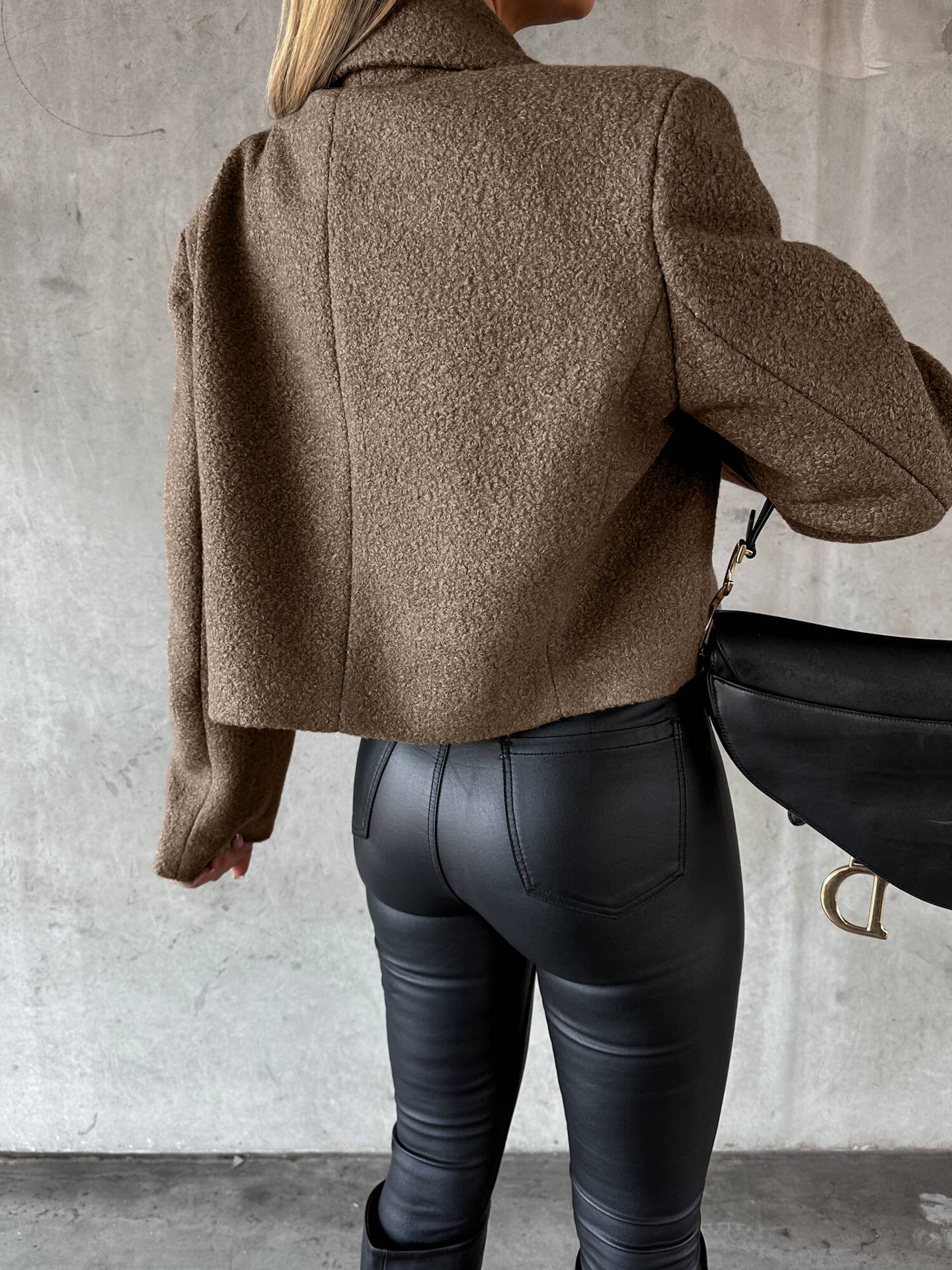 Wool oversized collar solid color coat