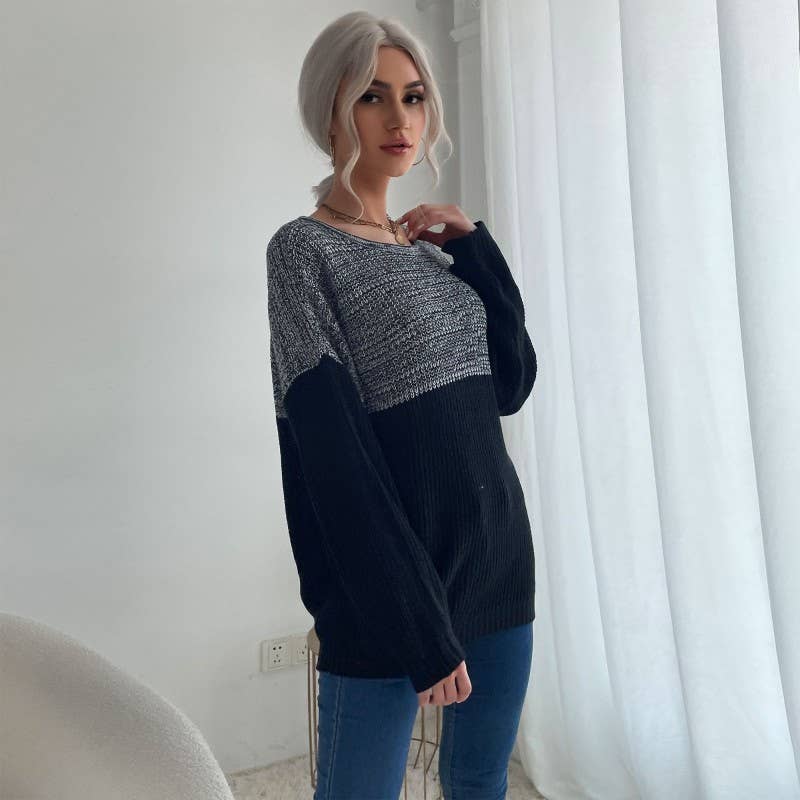 SLOUCHY SWEATER WITH CREW NECK MATCHING COLOR