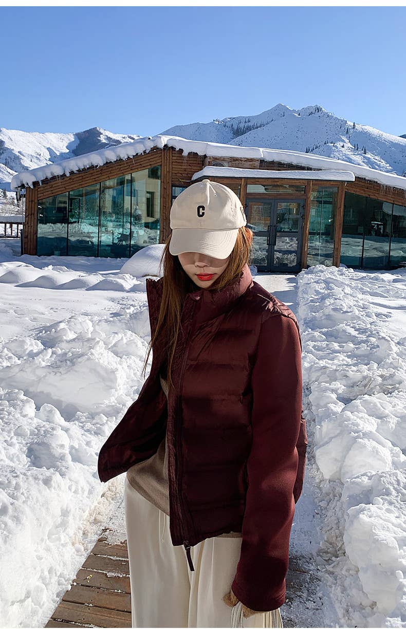 Slim short cotton jacket patchwork jacket