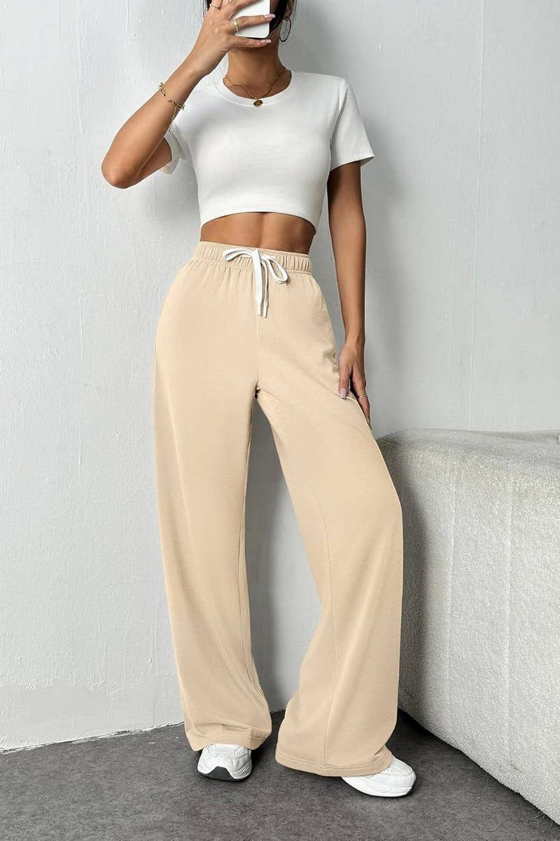 CWBLP1859_HIGH-RISE DRAWSTRING LOOSE WIDE-LEG SWEATPANTS