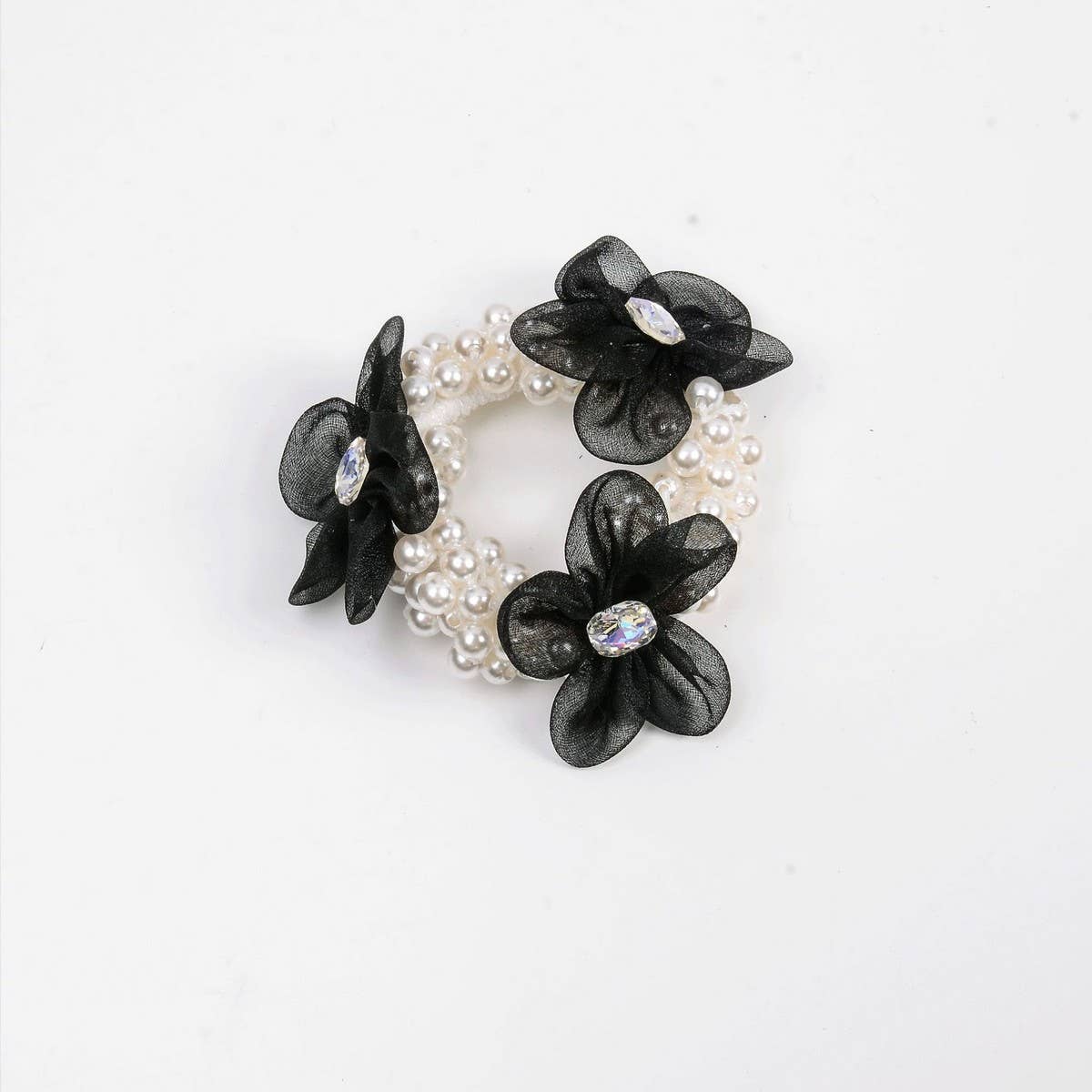 Elegant Pearl Organza Hair Tie for Women