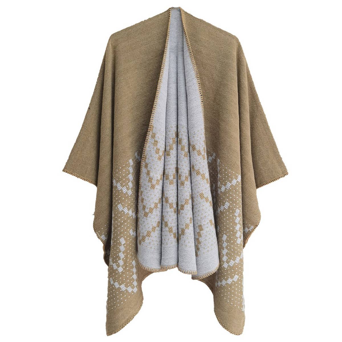 WOMEN COLOR MATCH WRAPPED CARDIGAN SHAWL